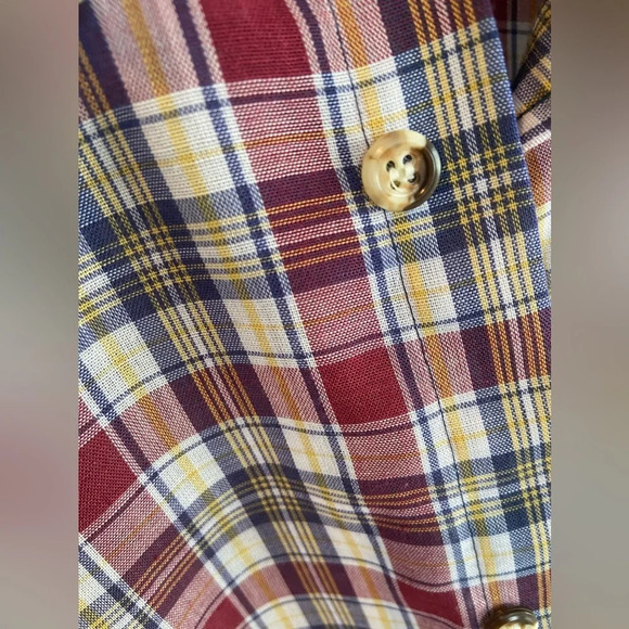 LEVI’S Plaid Button Up Men’s Shirt Tapered Fit XL Red Navy Yellow Vintage - Picture 8 of 12